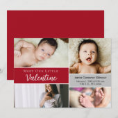 Ontmoet onze kleine Valentijn Baby fotocollage geb Bedankkaart (Voorkant / Achterkant)