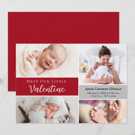 Ontmoet onze kleine Valentijn baby jongen foto geb Bedankkaart (Voorkant / Achterkant)
