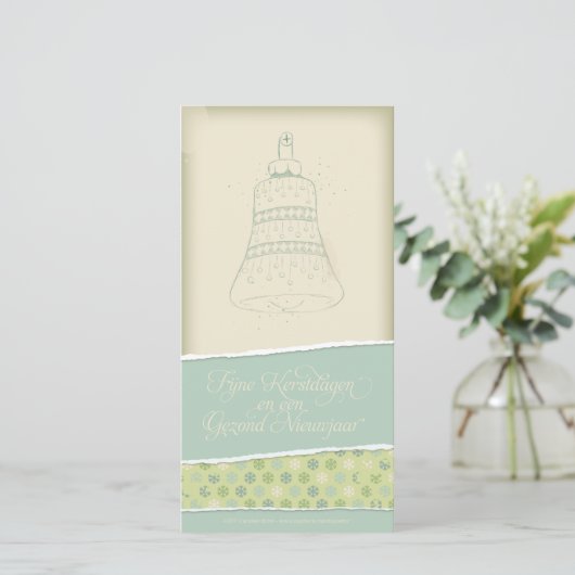 Ontmoete Kerstkaart kerstklok 1 (Staand voorkant)