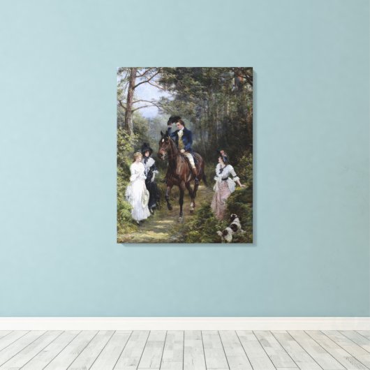 Ontmoeting in het bos (door Heywood Hardy) Canvas Afdruk (Insitu (Houten vloer))