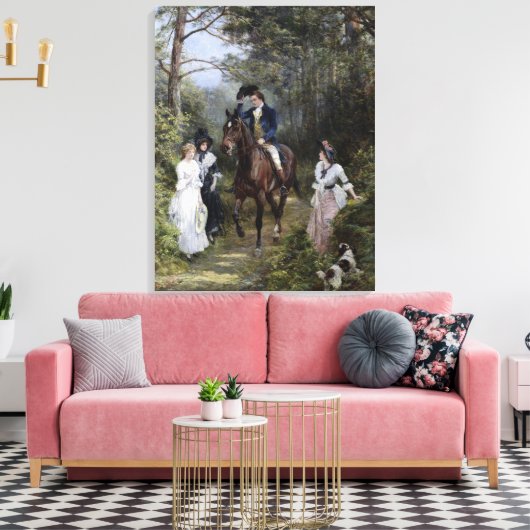 Ontmoeting in het bos (door Heywood Hardy) Canvas Afdruk (Insitu (Woonkamer))