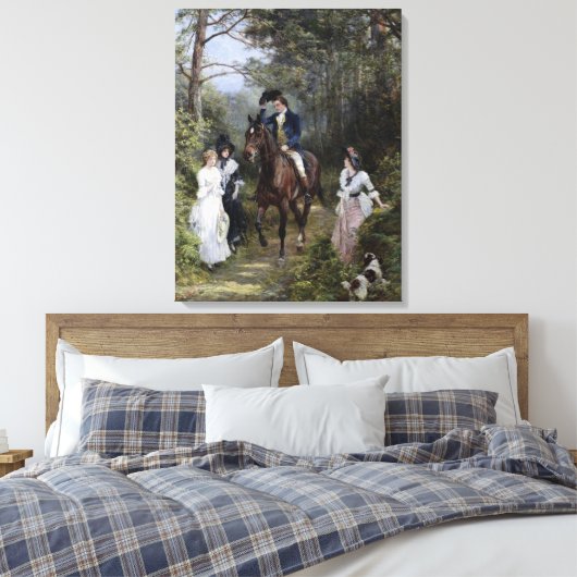 Ontmoeting in het bos (door Heywood Hardy) Canvas Afdruk (Insitu (Slaapkamer))