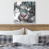 Ontmoeting met witte tijger canvas afdruk (Insitu (Slaapkamer))
