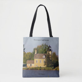 Ontonagon vuurtoren over de hele canvas tas
