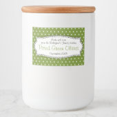 Ontpitte groene olijven polka bloem label voedselcontainer etiket (Voorkant)
