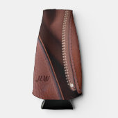 Ontpitte leder met Initialen Flesjeskoeler (Voorkant)