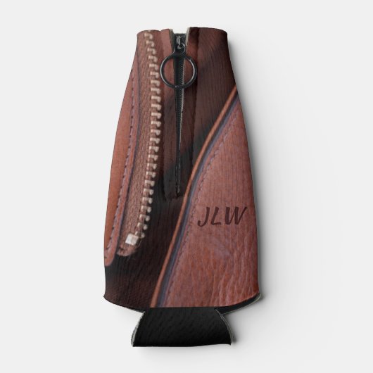 Ontpitte leder met Initialen Flesjeskoeler (Achterkant)