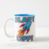 Ontploffing van het Schip van de Raket Tweekleurige Koffiemok (Links)