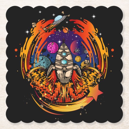 ontploffing van ruimteschip kartonnen onderzetters (Voorkant)