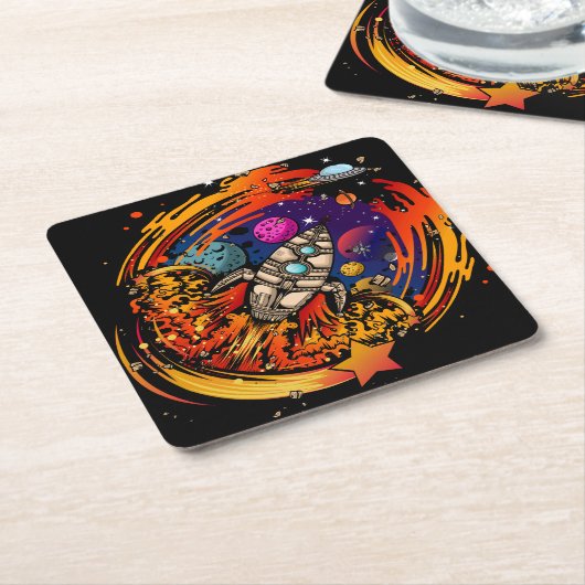 ontploffing van ruimteschip kartonnen onderzetters (Schuin)