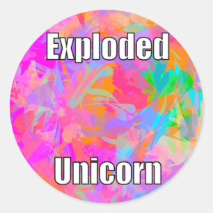 ontplofte eenhoorn ronde sticker