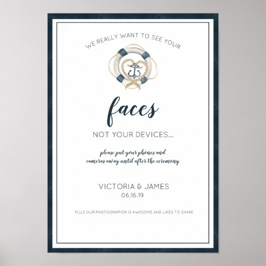 Ontplugde Ceremonie Bord | Zeevaart Marine & Wit Poster (Voorkant)