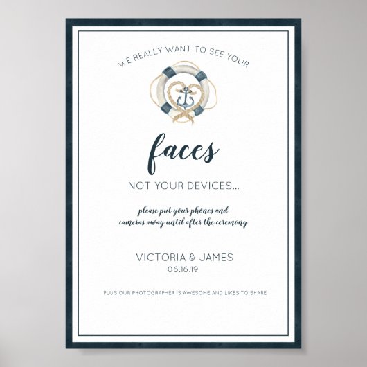 Ontplugde Ceremonie Bord | Zeevaart Marine & Wit Poster (Voorkant)