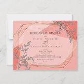 OnTrend Wedding Repetitie Koraal Bloemen Goud Lijs Kaart (Voorkant)