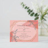 OnTrend Wedding Repetitie Koraal Bloemen Goud Lijs Kaart (Staand voorkant)