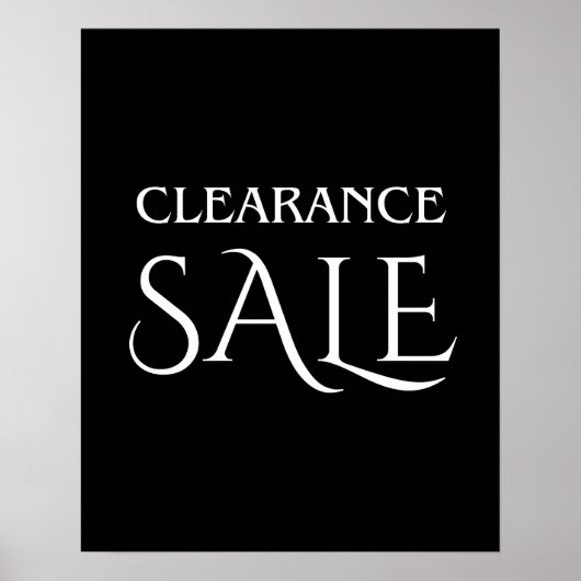 Ontruiming Sale Sign, Zwart-wit Boutique Sale Poster (Voorkant)