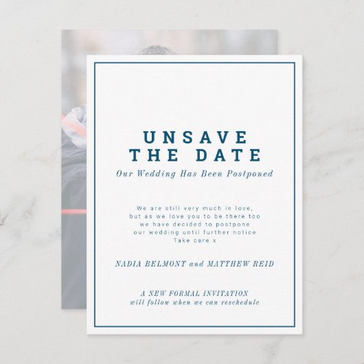 Ontsla de datum die de trouwverandering van plan w save the date (Voorkant / Achterkant)