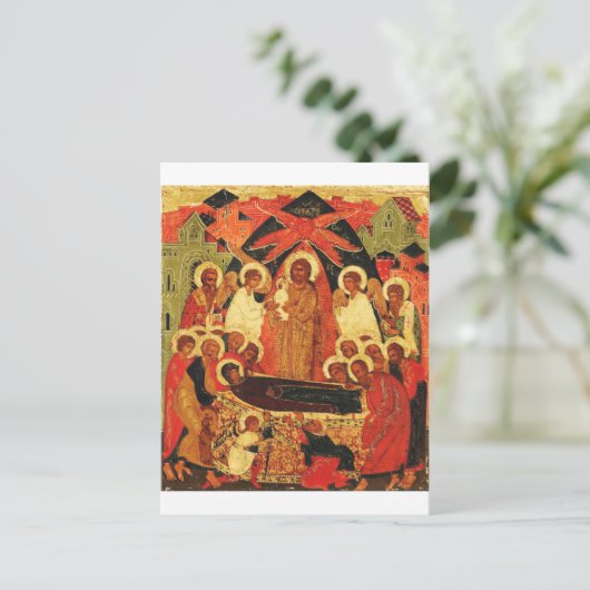 Ontslapen van de Moeder Gods orthodoxe icoon Briefkaart (Staand voorkant)