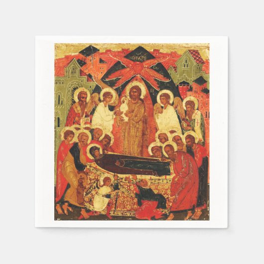 Ontslapen van de Moeder Gods orthodoxe icoon Servet (Voorkant)