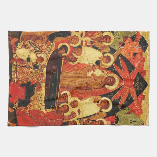 Ontslapen van de Moeder Gods orthodoxe icoon Theedoek (Horizontaal)