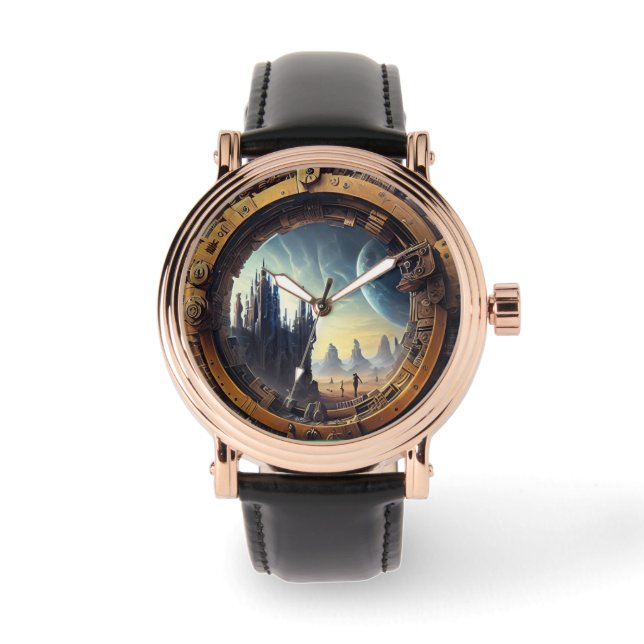 Ontsluit uw verbeelding met onze Steampunk Portal Horloge (Voorkant)
