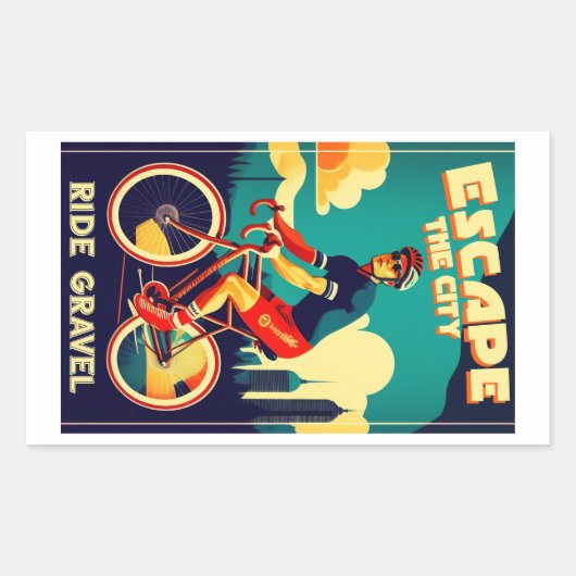 Ontsnap aan de stadsrit Gravel Fietsen Rechthoekige Sticker (Voorkant)