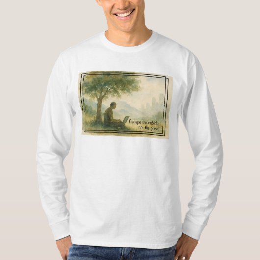 Ontsnap aan het Cubicle Digital Nomad Remote Work T-shirt (Voorkant)
