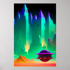 Ontsnap naar Mars Stad Sci-Fi Fantasie Poster