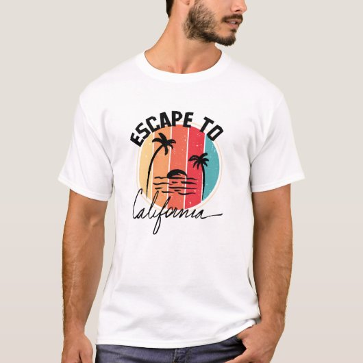 Ontsnappen aan Californië Retro Sunset Summer T-shirt (Voorkant)