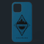 Ontsnappen aan de bergen iPhone/iPad case<br><div class="desc">Met de hand getekende afbeelding van de badge met bergen,  zonnestralen en het woord "ontsnapping" en vogels.</div>