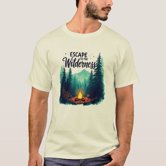 Ontsnappen aan de wildernis - kampvuur Mountain Ad T-shirt (Voorkant)