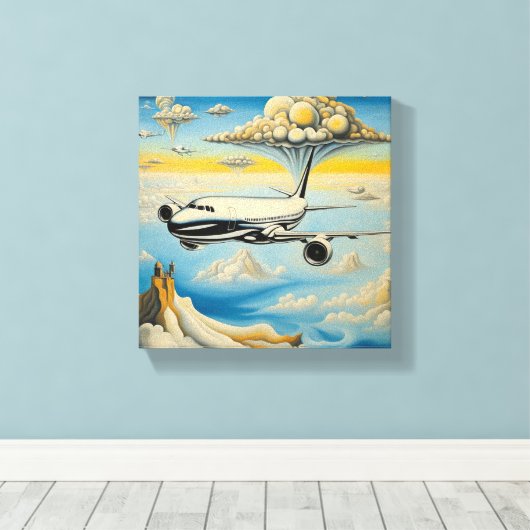 Ontsnappen door de lucht: vliegtuigreizen canvas afdruk (Insitu (Houten vloer))