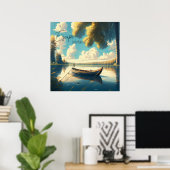 Ontsnappen in de Natuur | Vissende roeiboot Poster (Thuiskantoor)