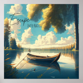 Ontsnappen in de Natuur | Vissende roeiboot Poster