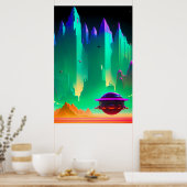 Ontsnappen naar Mars City Sci-Fi Fantasy Poster (Keuken)