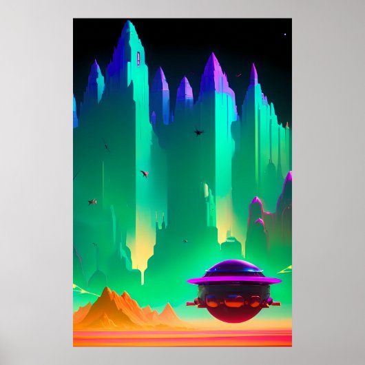 Ontsnappen naar Mars City Sci-Fi Fantasy Poster (Voorkant)