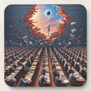 Ontsnappen uit de Matrix: Surrealistische Examenru Bier Onderzetter