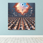 Ontsnappen uit de Matrix: Surrealistische Examenru Canvas Afdruk (Insitu (Houten vloer))