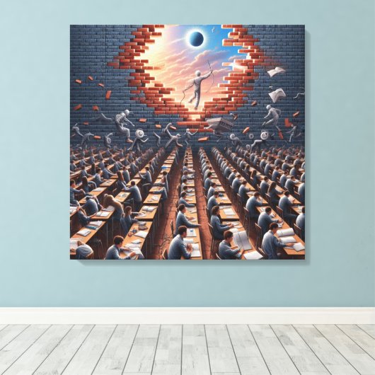 Ontsnappen uit de Matrix: Surrealistische Examenru Canvas Afdruk (Insitu (Houten vloer))