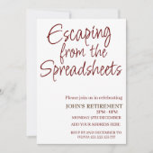 Ontsnappen uit de spreadsheets Funny Retirement Kaart (Voorkant)