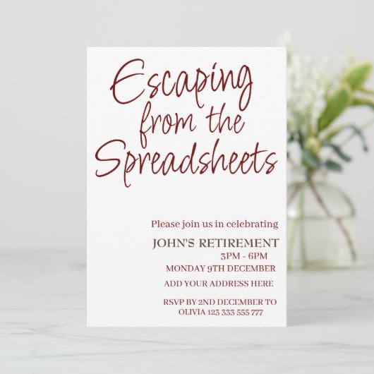 Ontsnappen uit de spreadsheets Funny Retirement Kaart (Staand voorkant)