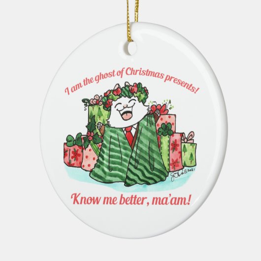 Ontsnappingen met kerstcadeaus keramisch ornament (Links)