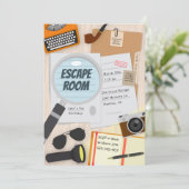 Ontsnappingskamer Detective Verjaardagsfeestuitnod Kaart (Staand voorkant)
