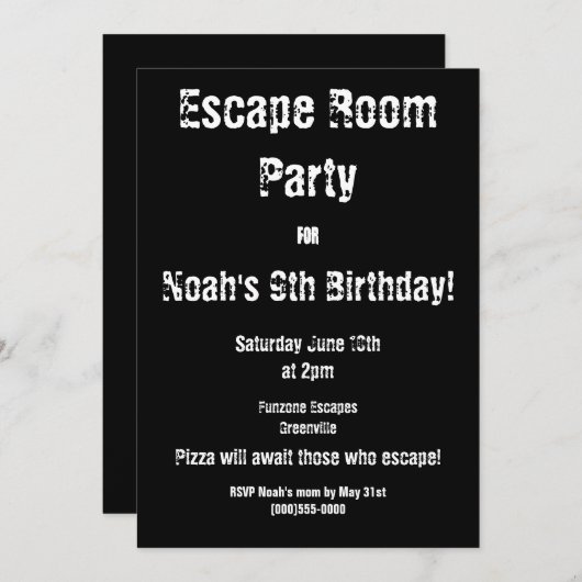 "Ontsnappingskamer" Feestuitnodiging Kaart (Voorkant / Achterkant)