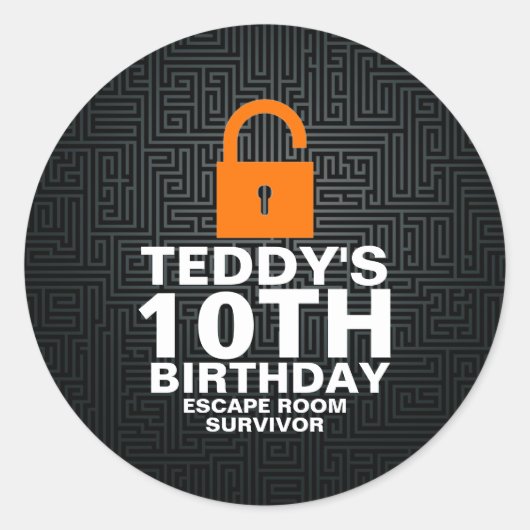 Ontsnappingskamer Moord Mysterie Spel Verjaardagsf Ronde Sticker (Voorkant)