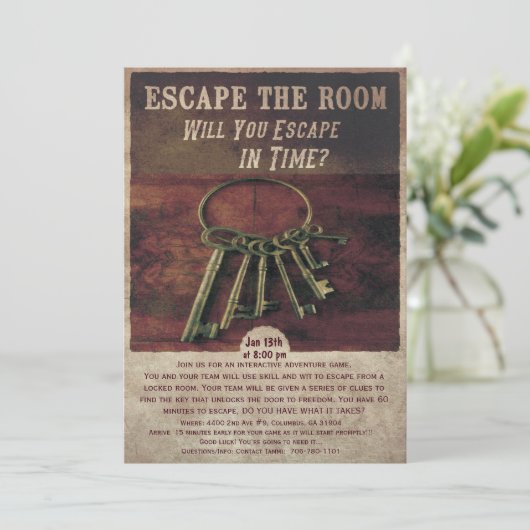 Ontsnappingskamer Party uitnodiging (Staand voorkant)