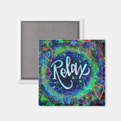 Ontspan Blauw  Leuk Inspirerende Bloemen Inspirivi Magneet (Voorkant / Achterkant)