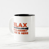 Ontspan de Clarinet Player hier Tweekleurige Koffiemok (Voorkant links)