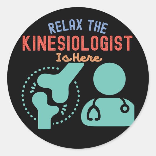Ontspan de kinesioloog is hier ronde sticker (Voorkant)