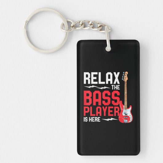 Ontspan de speler van de Bass hier gitaar Bass Sleutelhanger (Voorkant)